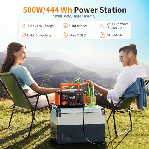 EBL Portable Power Station 500W, 444Wh Backup Lithium Battery, 500W Solar Generator For Outdoors Camping Travel Home Emergency Use (Solar Panel Optional) - Image 3