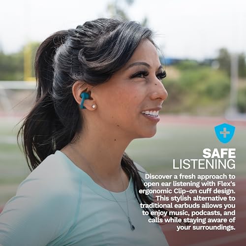 JLab Flex Open Earbuds, Clip-on Cuff Design, Wireless Open-Ear Audio Freedom Effortless Fit, Safe Listening, Bluetooth Multipoint, Customize with The App, Teal - Image 4