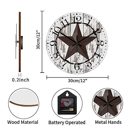Reloj de pared analógico redondo de madera 12 pulgadas miniatura 2