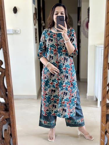 Image of ANNI Designer Women's Rayon Viscose Straight Printed Kurta with Pant