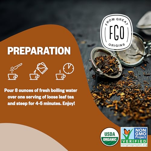 Image of FGO Organic Chai Tea, 4 Ounce Loose Leaf, Resealable Bag, Packaging May Vary (Pack of 1)