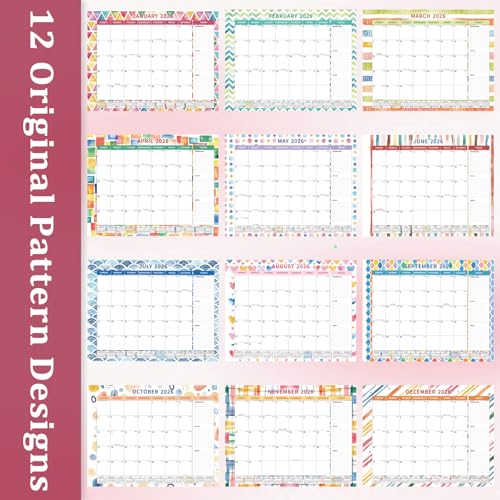 Image of Ospelelf Desk Calendar 2026-2027 Large 22 inchx17 inch Monthly Family Planner Pad with Protective Cover 18 Months January 2026 - June 2027 Geometry