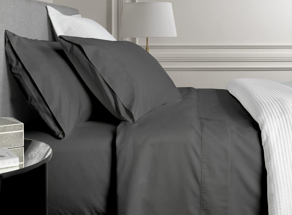 Egyptian Cotton Pillow Covers - Set of 2 Dark Grey -3