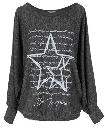 Emma & Giovanni - Sudadera Oversize con Estampado de Estrellas - Mujer (Negro, L-XL)