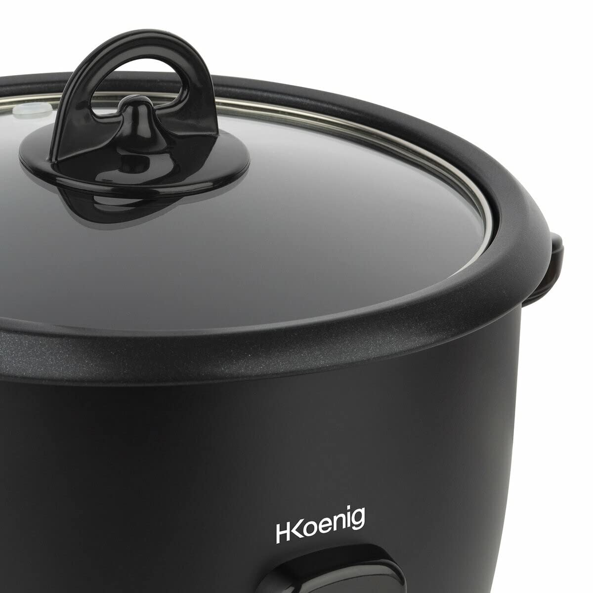 H.Koenig Cuociriso ORYZA8, Ciotola Antiaderente, Compatibile con lavastoviglie, 1,8L, Funzione Mantimento a Caldo, Spegnimento Automatico, Senza BPA, Coperchio Trasparente, 700W