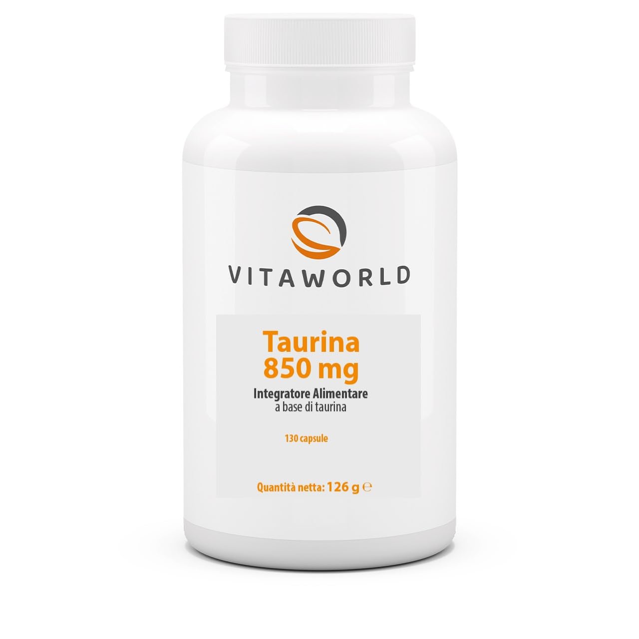 Vita World Taurina 850mg 130 Capsule Vegano, Il naturale creatore di forma del corpo - la taurina - 4 mesi di anticipo, Made in Germany