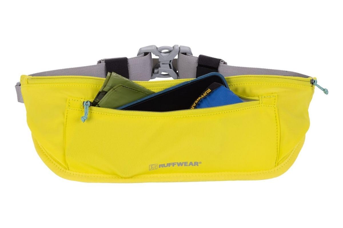 RUFFWEAR Cintura da trail runner, comoda cintura per anca a mani libere per correre al guinzaglio con il tuo cane, resistente senza grovigli con tasche, Lichen Green, Large/Extra Large