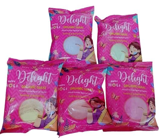 Image of Holi Gulal for Holi Colour 400g 5 Flavor x 80g Herbal Gulal Organic Holi Colours for Family Non Toxic Holi Color Organic Skin Safe Holi Colors Holi Gifts Pack of 5 Multicolor