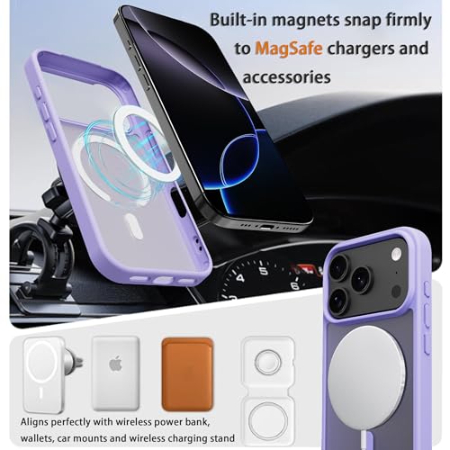 Image of Magnetic for iPhone 17 Pro Max Phone Case, [Compatible with MagSafe], Screen Protector X1, [Military Grade Drop Protection],Matte Finish,Slim,Shockproof,Protective (Light Purple, 17 Pro max)