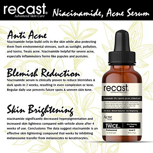 Image of Recast Acne serum with Niacinamide 10%, Capryloyl glycine, Ichthyol pale - Acne | Blemishes |Skin brightening | Skin clearing - 30ml