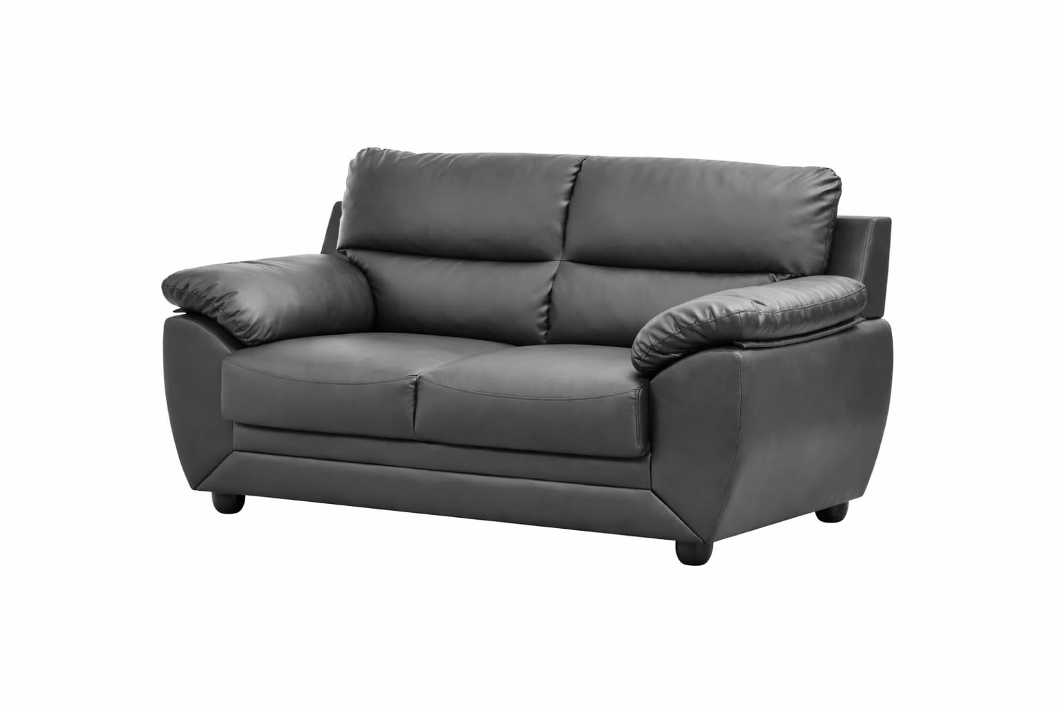 MUEBLIX.COM - Sofá de 2 Plazas Genova Tapizado en Piel Sintética PU, Estructura de Madera Reforzada y Asientos Acolchados de Alta Densidad (50kg/m³) para Salón, Color Negro