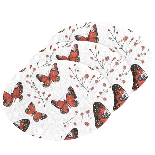 Esponjas absorbentes de mariposa roja para lavar esponjas de limpieza decorativas multiusos para uso doméstico (3 unidades)