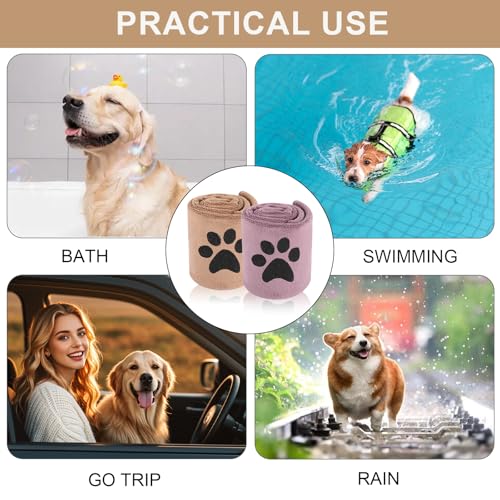 GFUEIGJ 2 Stück Haustier Badetuch Hundehandtuch Extra Saugfähig 75x35 cm Hunde Handtuch Handtücher Schnelltrocknend Haustier für Katzen, Hunde Oder Andere Haustiere(Lila und Braun)