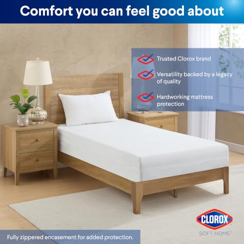 Clorox Waterproof Fitted Mattress Protector, Waterproof Vinyl, Durable Fitted Spill & Stain Protection Zippered Enclosure Twin Size - White (9" Depth) by Clorox - Used condition - Image 9