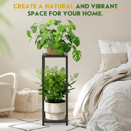 TOSKING Tall Plant Stand Indoor – 2-Tier Modern Metal Shelf, 30" Height & 200 LBS Capacity, Heavy Duty for Living Room, Balcony, Garden (Black) by TOSKING - Used condition - Image 7