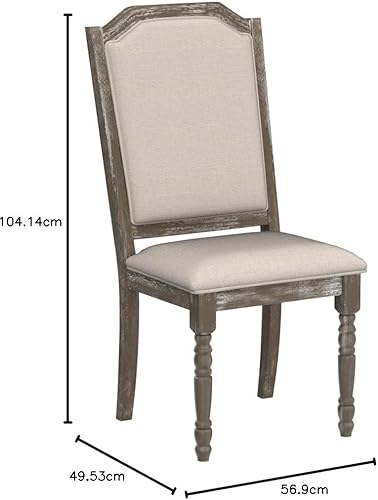 Miniatura 9 de Roundhill Furniture Iris - Silla de comedor de madera con patas torneadas, juego de 2, color blanco desgastado Blanco Weathered,Gris recuperado