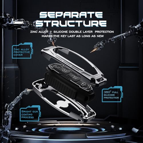 Image of Keyzone Iron Core Series Key Cover Compatible for Suzuki Baleno, Ciaz, Ignis, SCross, Vitara Brezza, Toyota Urban Cruiser 3 Button smart Key (Gunmetal)