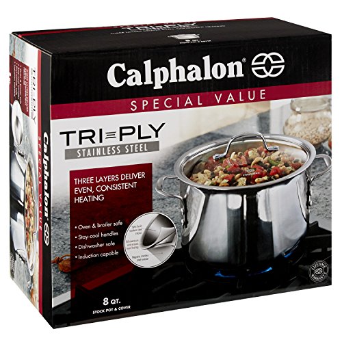 Calphalon Tri-Ply Stainless Steel 8-Quart Stock Pot with Cover