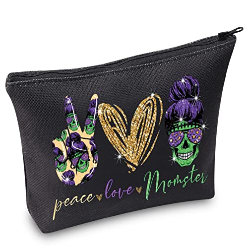 LEVLO Momster Trousse de maquillage à fermeture éclair Motif tête de mort, Peace Momster, Trousse de maquillage Cover