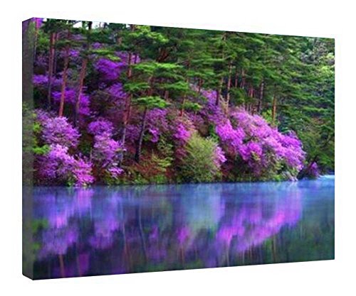 Tableau forêt violette prêt à suspendre pour habiller un mur vide