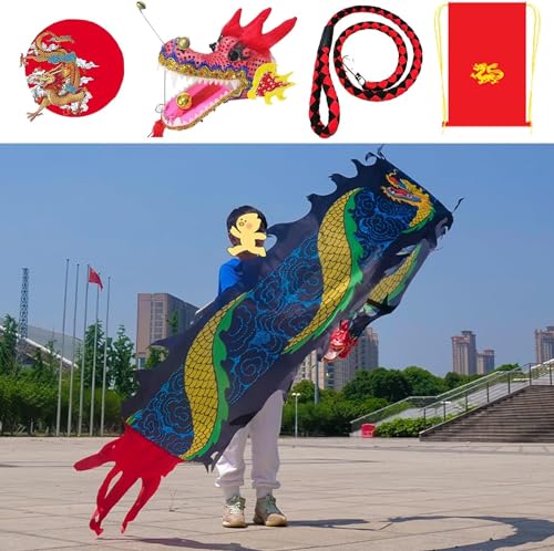 TFG - Ttfd Dragon Dance Flag, Ribbon Flutter, 2m/3m/5m, Perform Stage Talent with Friends, Outdoor Fitness(Black,3 m (9.8 ft))