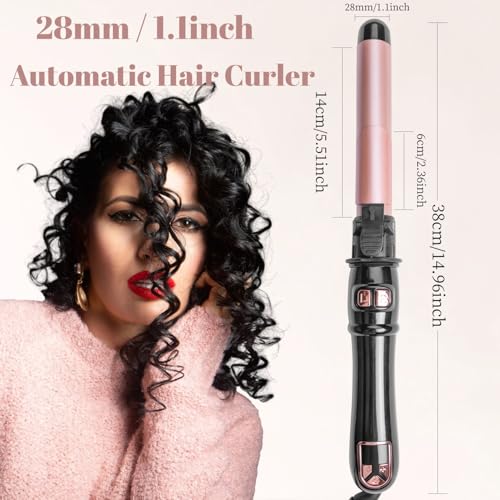Uotjcnr UOTJCNR-3 2024 Newest 28Mm/1.1 Inch Automatic Curling Wand Rotating Curling Iron For Long Short Hair, Automatic Hair Curler With Led Display, Professional Hair Waver Hair Styling Irons Fast Heating Wand thumb #1