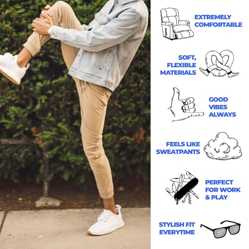 Mugsy Men’s Chino Joggers, Classic Fit, Stretch Khaki Joggers for Men, Comfortable, Flexible, True to Size4