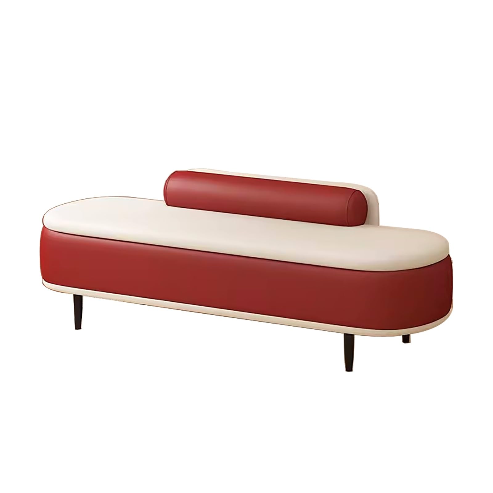 LWJSOCP Modern Storage Ottoman Bench with Back Cushion Entryway Shoe Bench Faux Leather Footrest Stool Red 39.3in/100cm Stylish & Functional Seating Solution