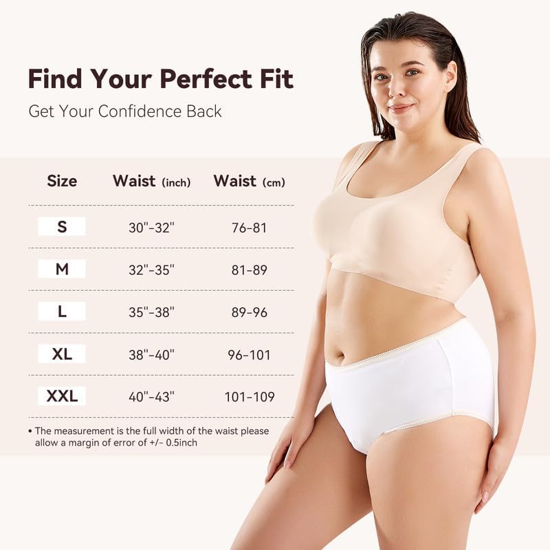 Incontinence Underwear for Women 6 PCS Women’s Incontinence Briefs Washable Womens Incontinence Underwear Leak Proof Underwear for Women Bladder Control Briefs (White, Large) - Image 5