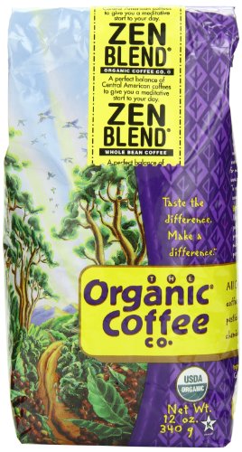 The Organic Coffee Co., Zen Blend- Whole Bean, 12 ounce- 2 PACK, USDA Organic