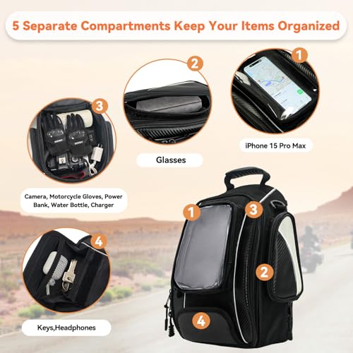 Dracarys Magnetic Motorcycle Tank Bag - Oxford Schwarz Motorrad Tasche Reise Outdoor-Sporttasche Gepäck Starke Magnetische Tasche für die Meisten Motorräder