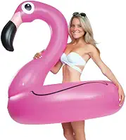 Boia Inflável de Piscina Flamingo Gigante Rosa Circular Adultos Adolescentes
