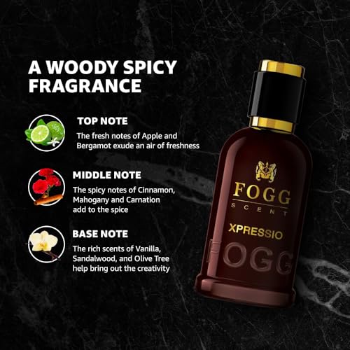 Image of FOGG Men Spray Scent Xpressio Perfume, Long-Lasting, Fresh & Powerful Fragrance Spray, Eau De Parfum, 2 X 100 Ml (Pack Of 6), 200 Millilitres