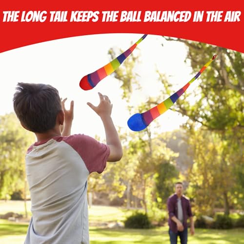 ZocRjvN Regenbogenball, 2 Stück Flummi Mit Schweif Für Gartenspiele Für Kinder, Tiefblau Und Rot, 95cm Oxford-Stoff Bälle Zur Förderung Der Hand-Auge-Koordination, Ideal Für 3-8 Jahre Alte Kinder