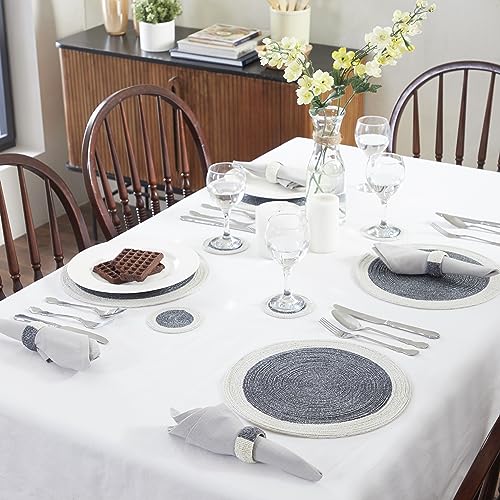 Penguin Home Handcrafted Glass Beaded Round Placemats, Coasters & Napkin Rings Set of 12 - Image 3