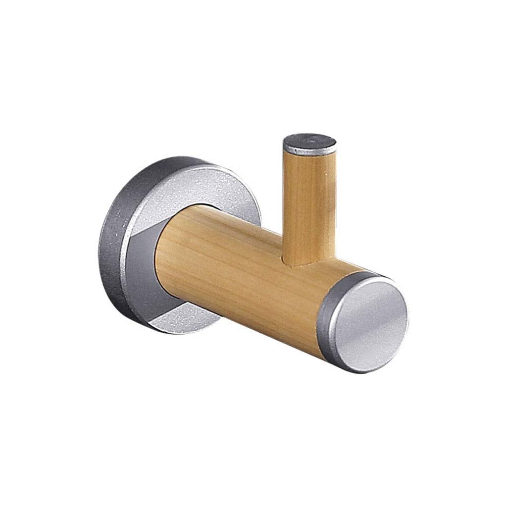 DXTFDHB Wooden Coat Hook, Heavy Duty Wall Hooks, Bathroom Towel Hooks, for Hotel, Kitchen And Home(Silver,Single)