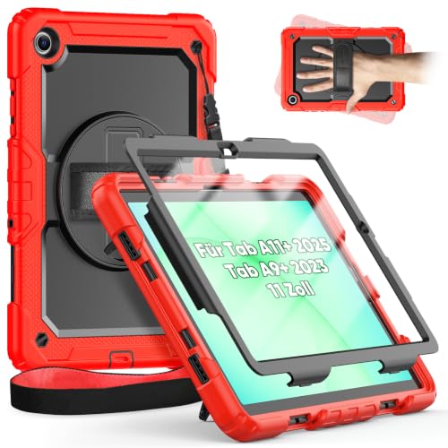 Étui Samsung Galaxy Tab A11+ rouge anti-chute avec protège-écran