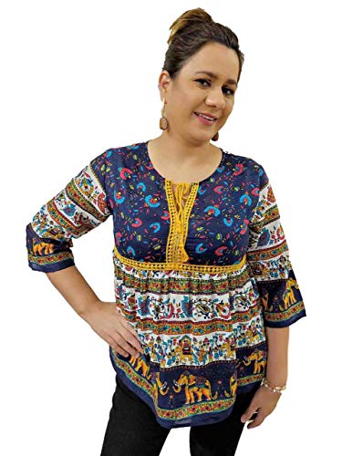 Bata Manga Curta Indiana Algodão Estampada 2515