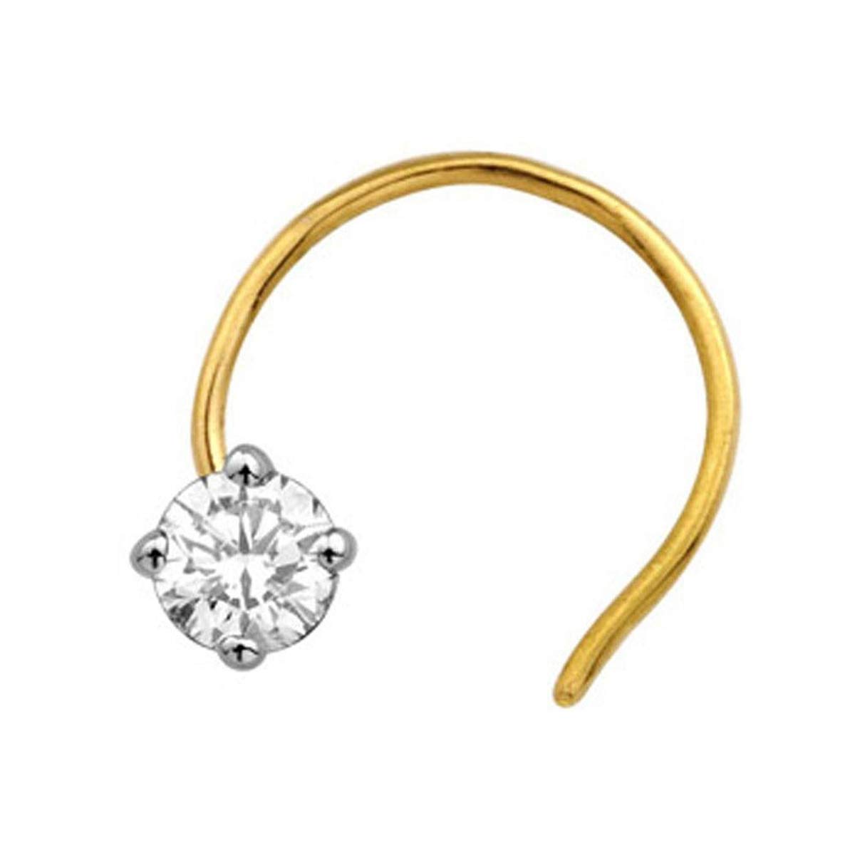 18k (750) Yellow Gold and Diamond Nose Ring