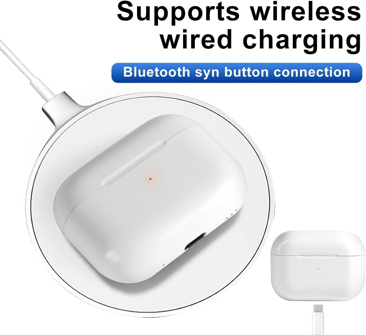Wireless Charging Case Compatible with AirPods Pro 1st & 2nd Generation, USB-C, Replacement Charge Case (White)