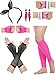 Satinior Women's 80s Accessories, Lace Headband, Lightning Type Neon Earrings, Fishnet Gloves, and Warm Leg Gloves (Set B)