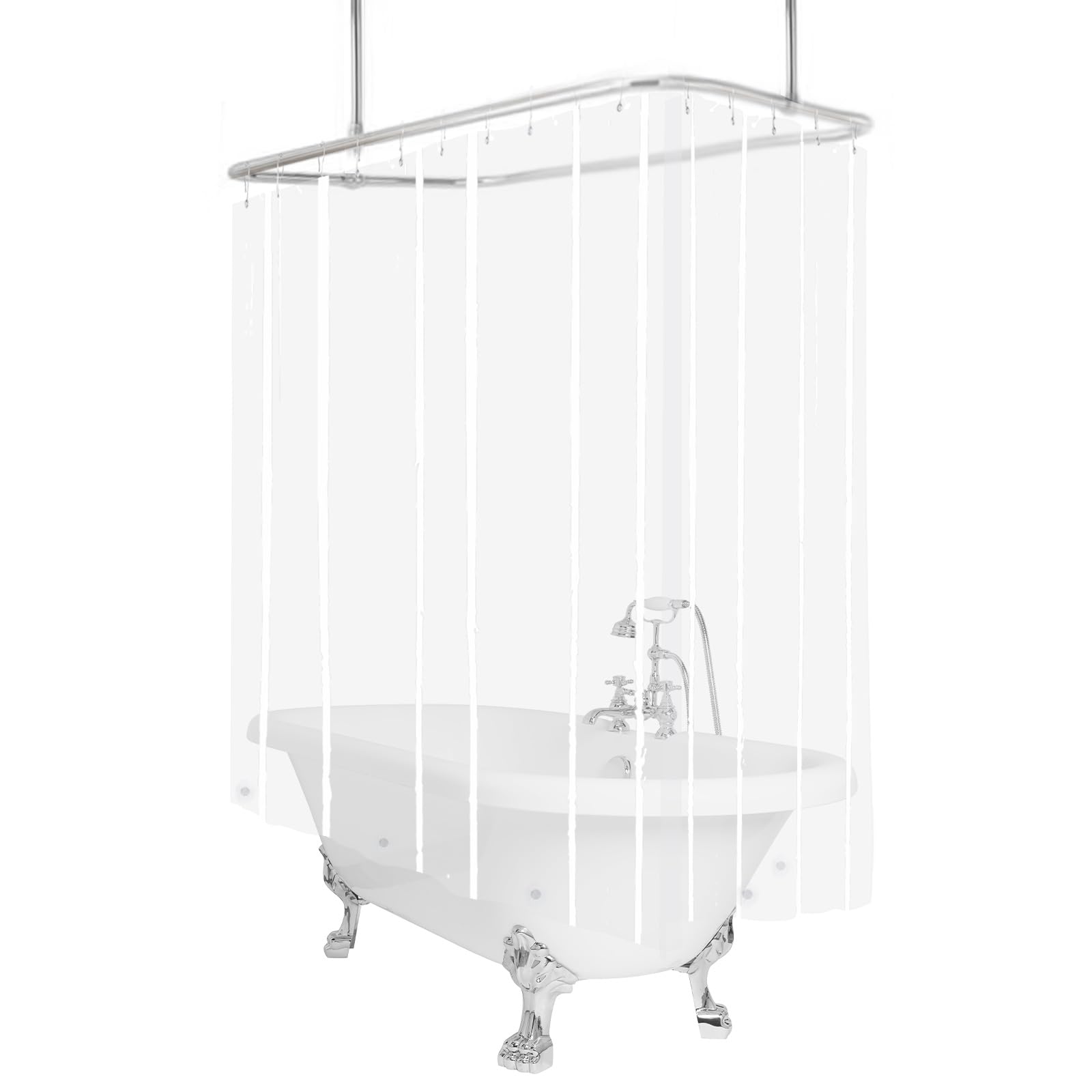GBYcLyw Clear Extra Wide Shower Curtain Liner 108''Wx70''L Inch for Clawfoot Tub Wrap Around Bath Tub Curtain Sets with 6 Bottom Magnets for Bathroom