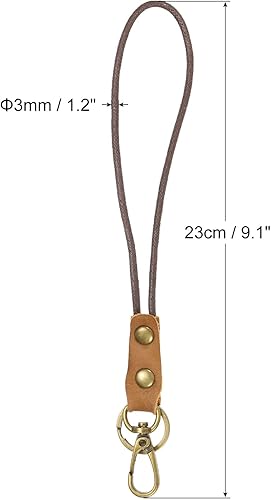 Miniatura 7 de PATIKIL Cordón trenzado de cuero de 6 pulgadas, paquete de 4 pulseras de cuerda de cuero con clip de gancho para soporte de credencial de