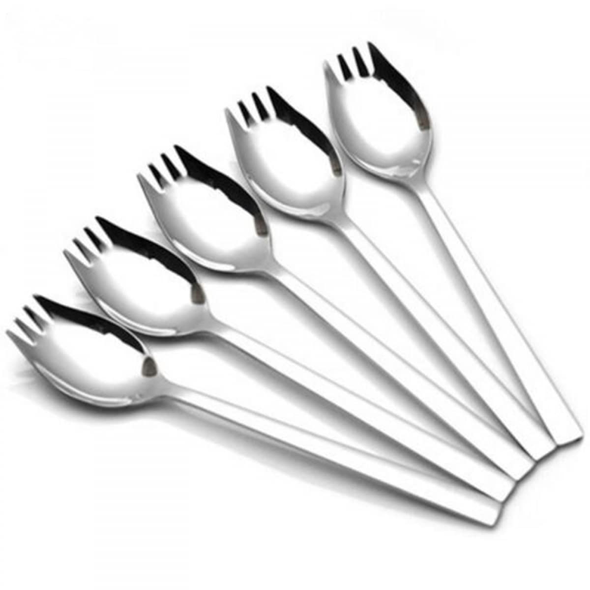 Stainless Steel Forks,5Pcs Spork Soup Salad Noodle Spoon Fork Cutlery Tableware 19CM