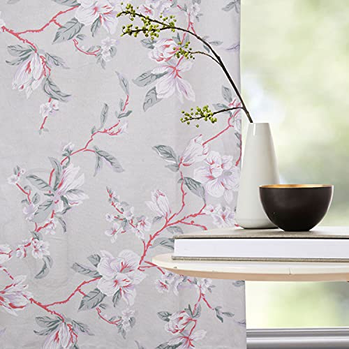 Image of LINENWALAS Cotton Back Tab /Apron Semi Sheer Curtains Semi Sheer Curtains For Door Set Of 2, Linen Textured Doors For Home Decor, Hangs Elegantly With Back Loops (4.5Ft X 7.5 Ft, Vintage Floral)