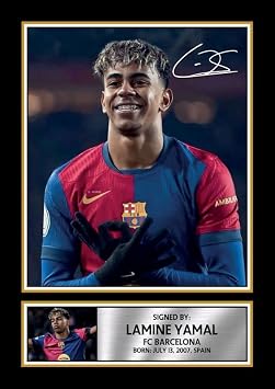 FoxyPrinting Lamine Yamal V2 Signed Autograph Poster Print   FC Barcelona Wonderkid   Football Gift for Fans & Collectors, A2 Poster Print 594x420mm