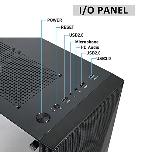 Image of Ant Esports ICE-100 Mid-Tower Computer Case /Gaming Cabinet - Black | Supports ATX, Micro-ATX, Mini-ITX | Pre-Installed 2 x 140mm Front Fans and 1 x 140 mm Rear Fan