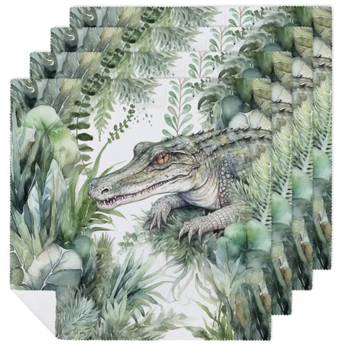 Servilletas de tela cuadradas color verde cocodrilo 4 piezas miniatura 1