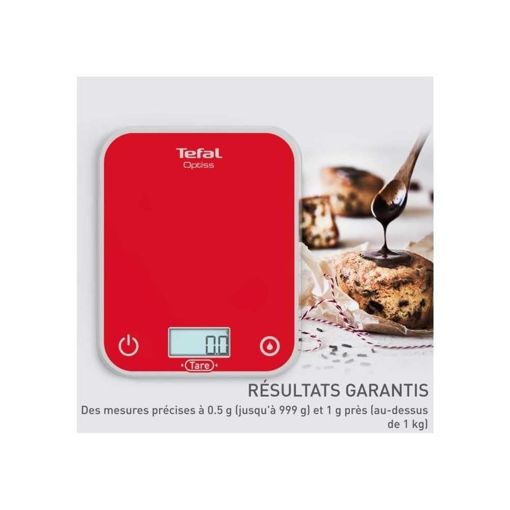 Tefal, Elektroniczna waga kuchenna, Optiss, czytelny podświetlany wyświetlacz, odporność na zarysowania, pojemność 5 kg, biała, BC50U3V0