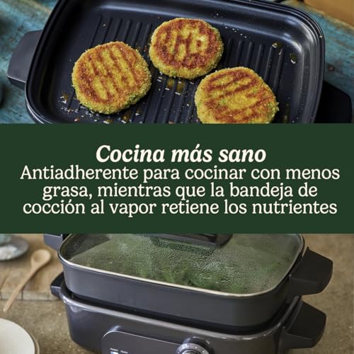 Cuisinart Robot de Cocina Multifunción 5 en 1 | Asar, dorar, cocer al vapor, cocinar y hervir a fuego lento | Antiadherente, placas y sartenes intercambiables | Apilable, fácil de guardar | Gris - imagen 4